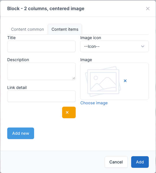 2 columns centered image items