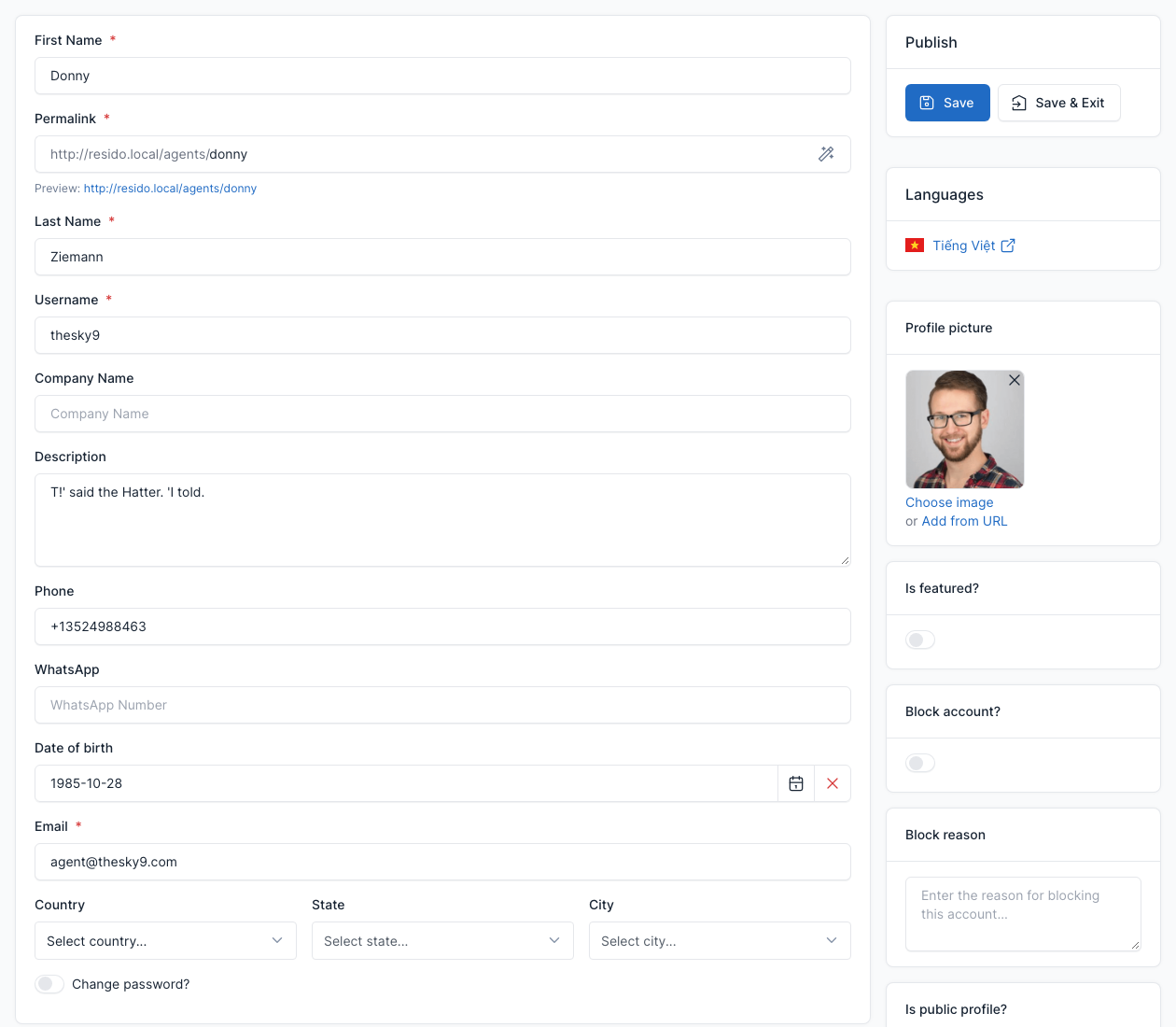 Account form