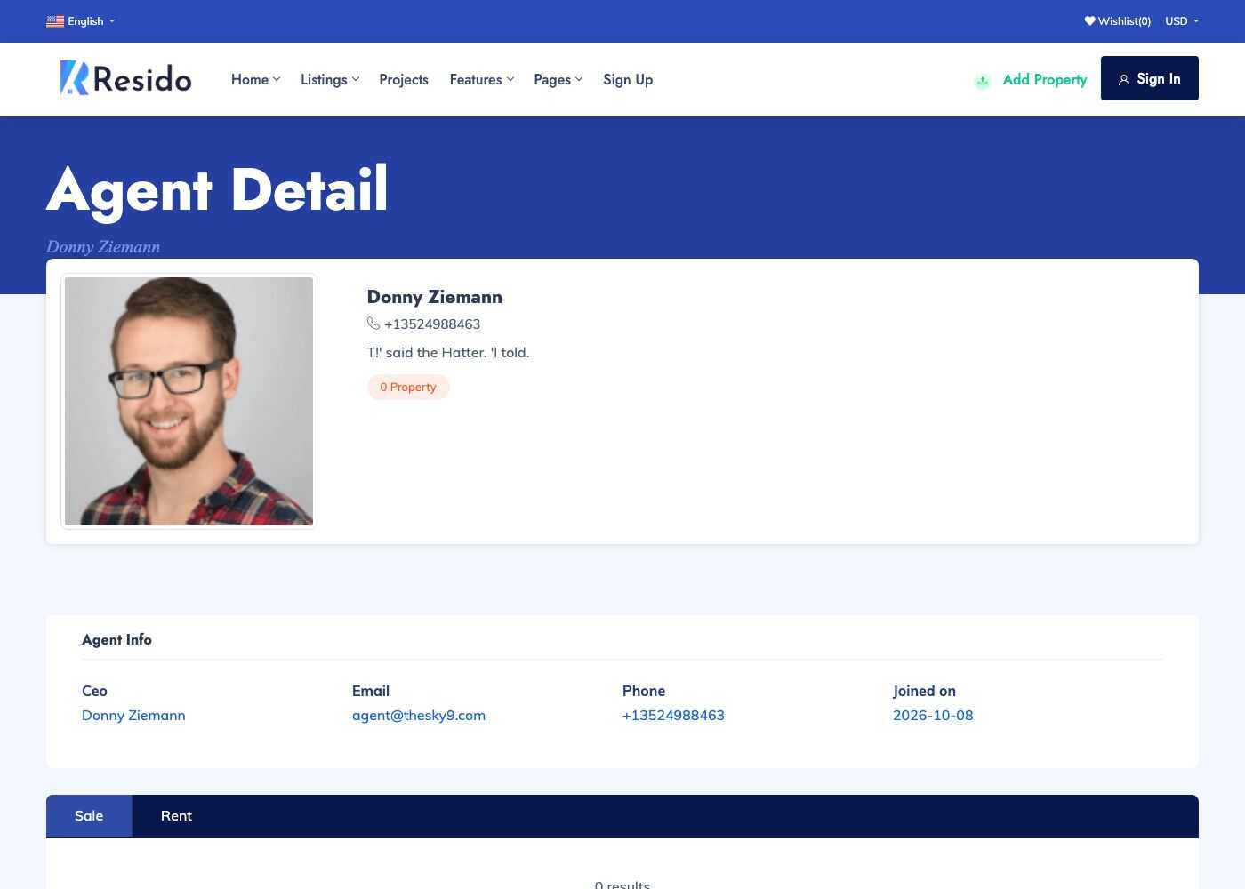 Agent page