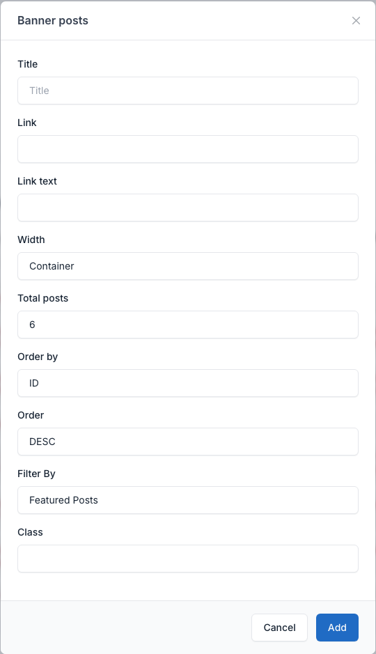 Banner posts setting