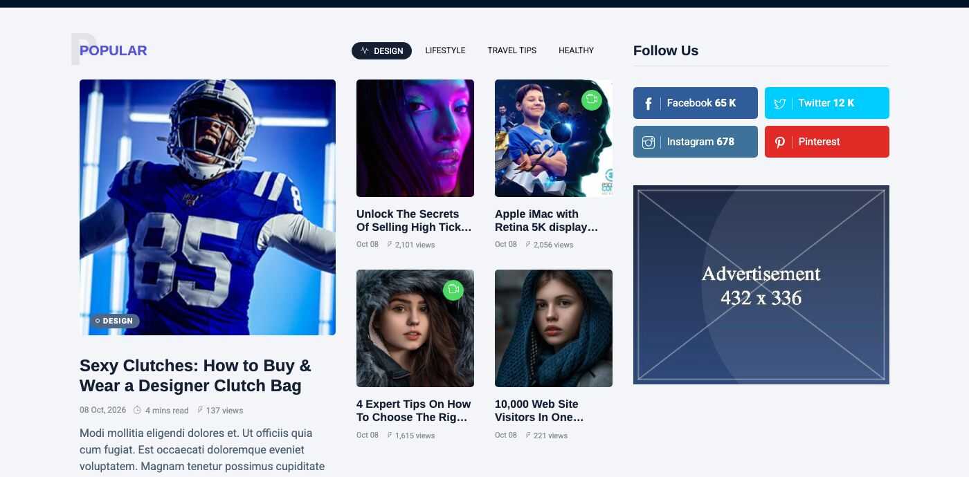 Categories tab posts