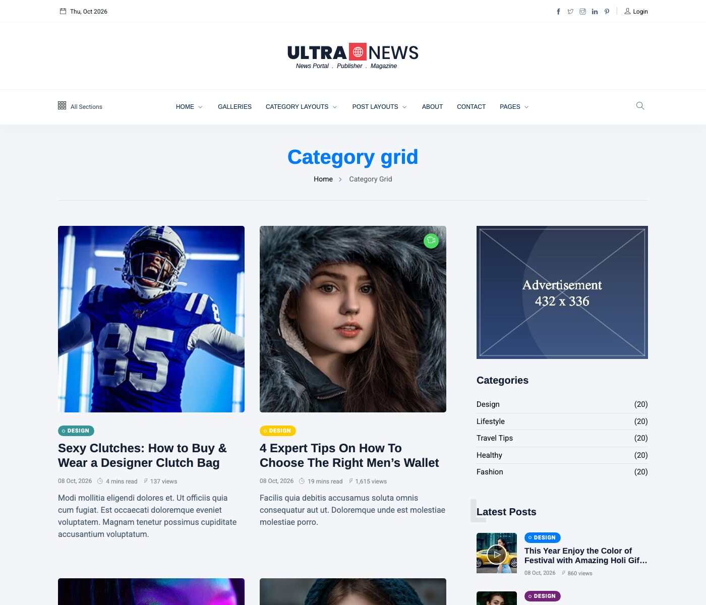 Post list, Grid layout