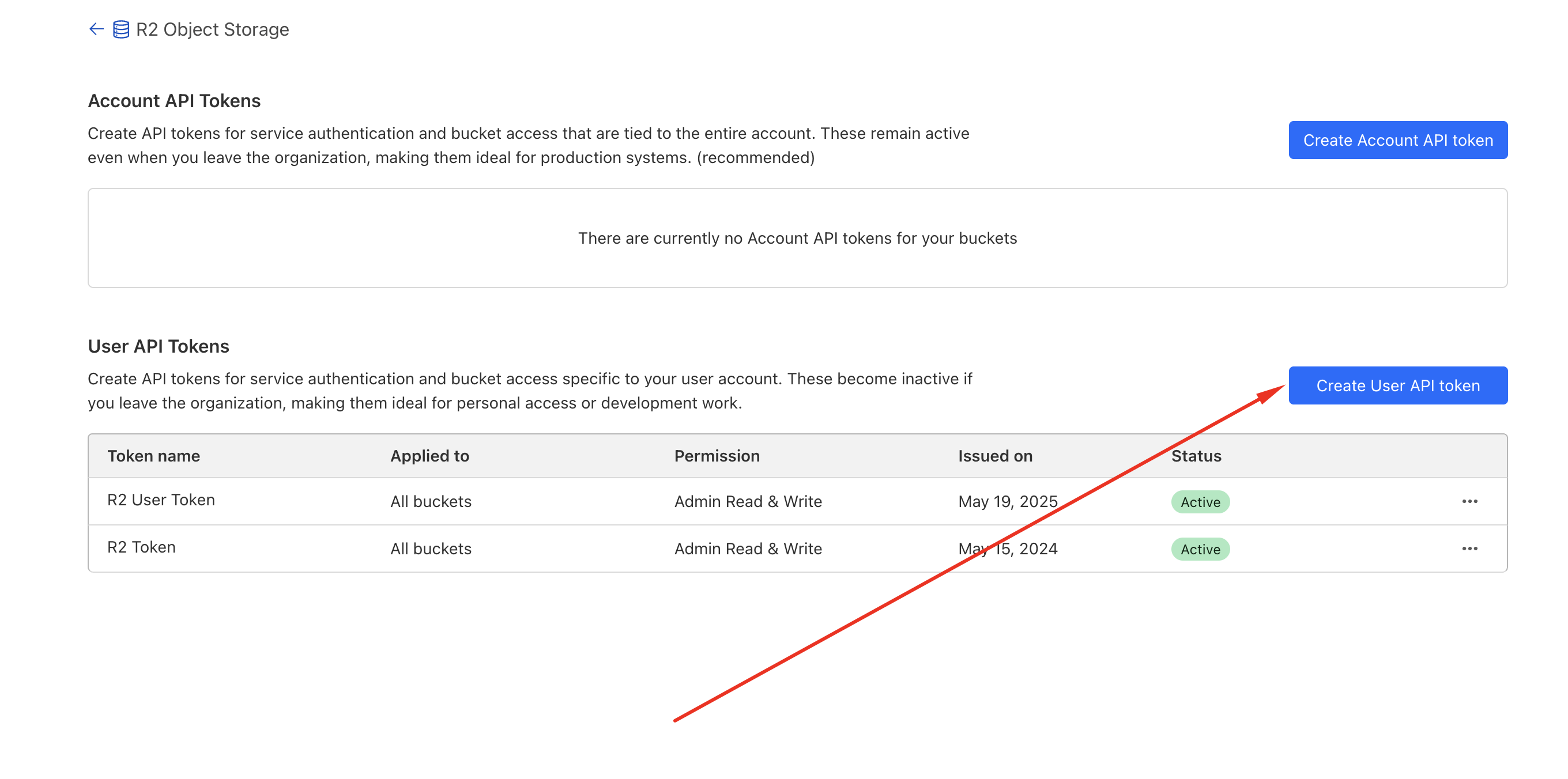 Cloudflare R2 settings