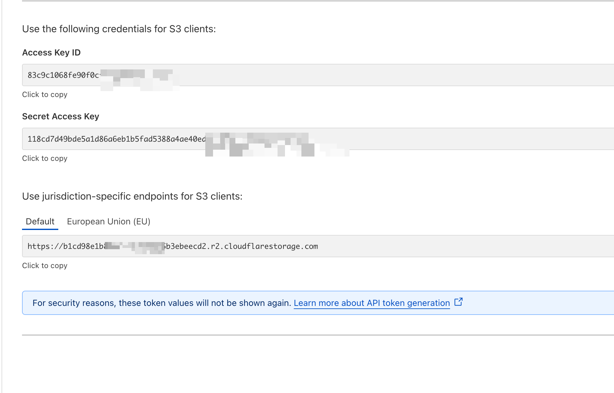 Cloudflare R2 settings