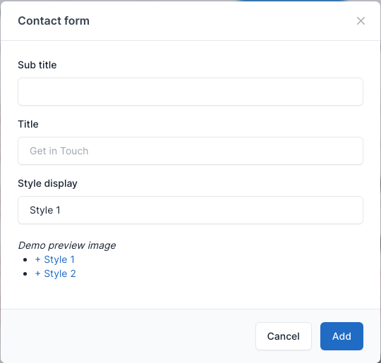Contact form setting