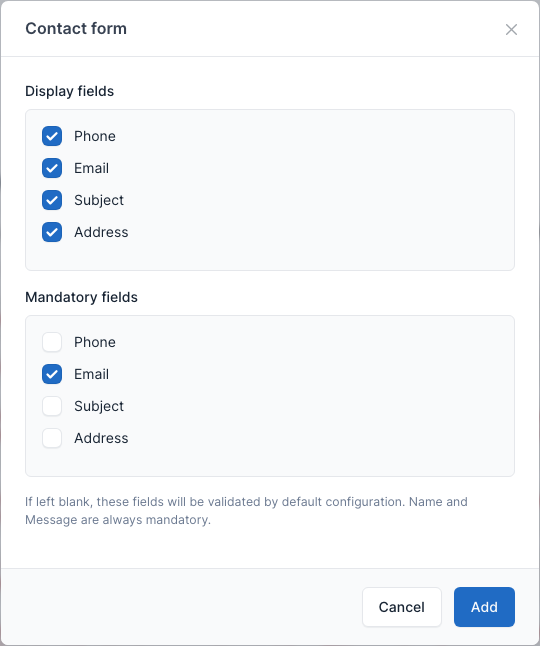Contact form setting