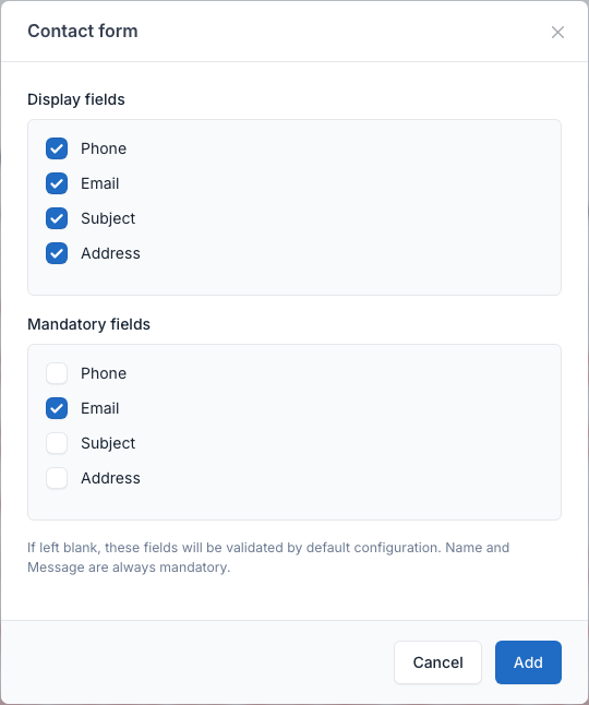 Contact form setting