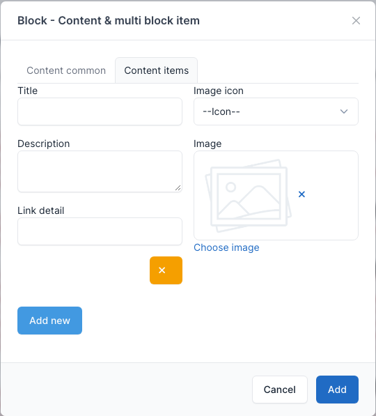 Content and multi block item items