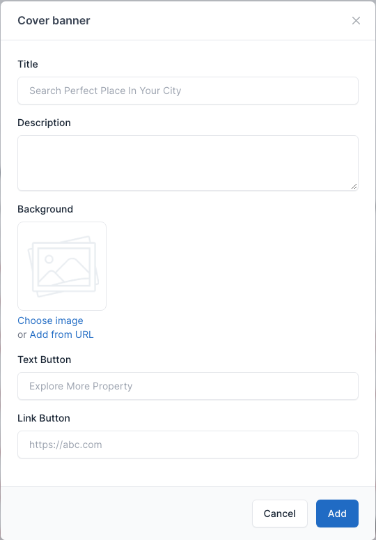 Cover banner setting