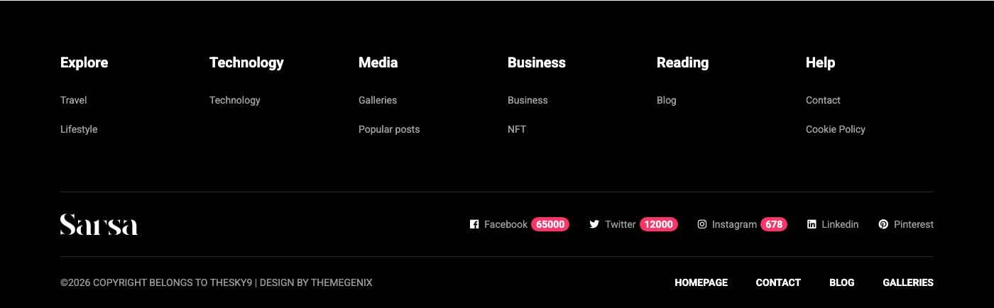 Footer widgets