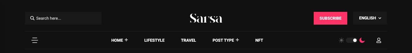 Header in dark mode