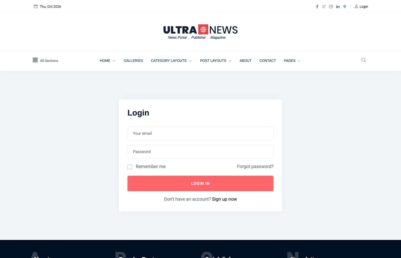 Login page