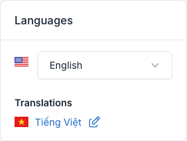 Languages box of a menu