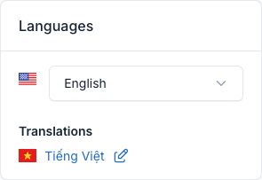 Languages box of a menu