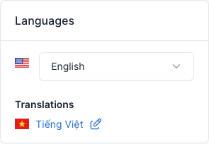 Languages box of a menu