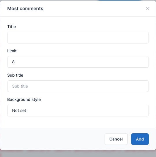 Most comments setting