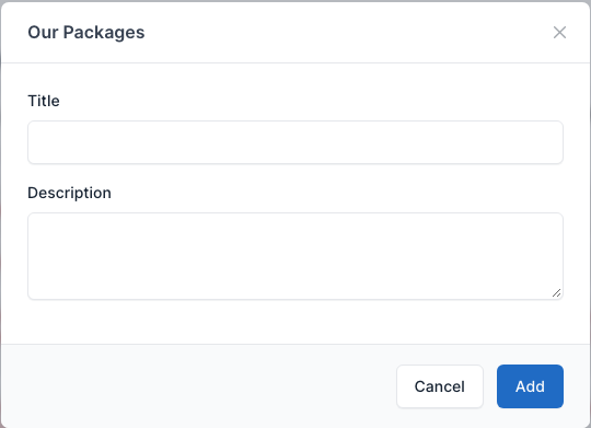Our Packages setting