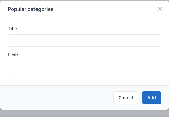 Popular categories setting