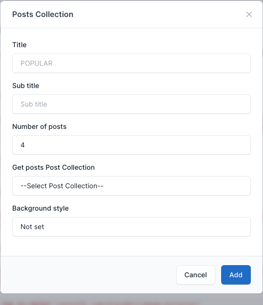 Posts collection setting