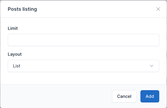 Posts listing setting