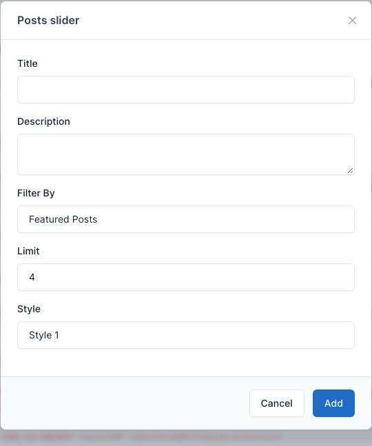 Posts slider setting