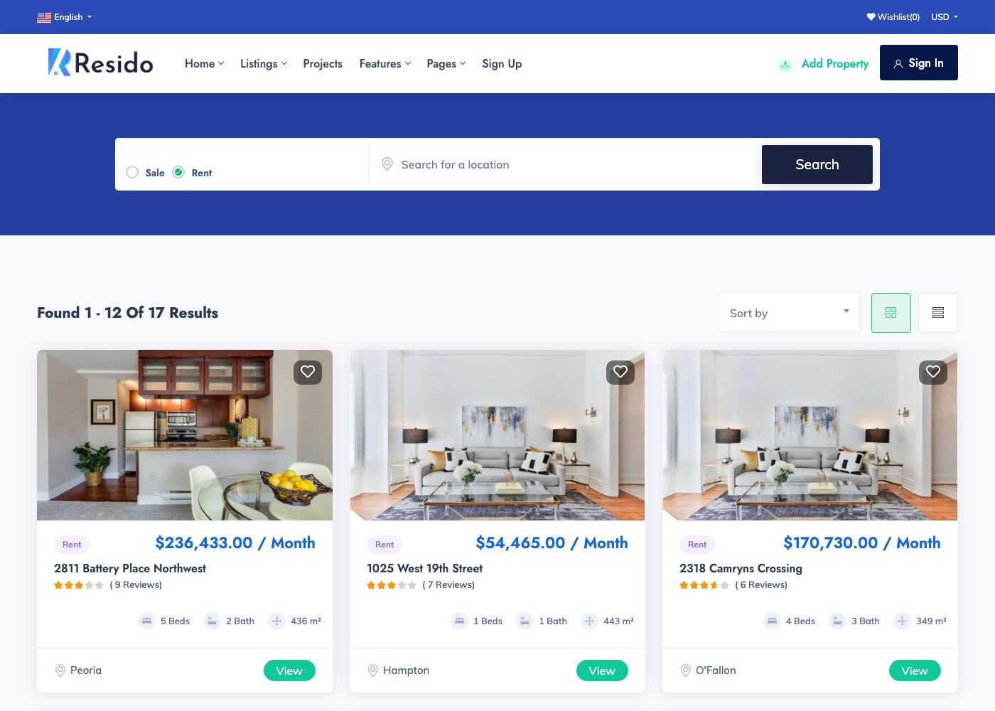 Properties page