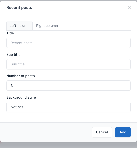 Recent posts setting