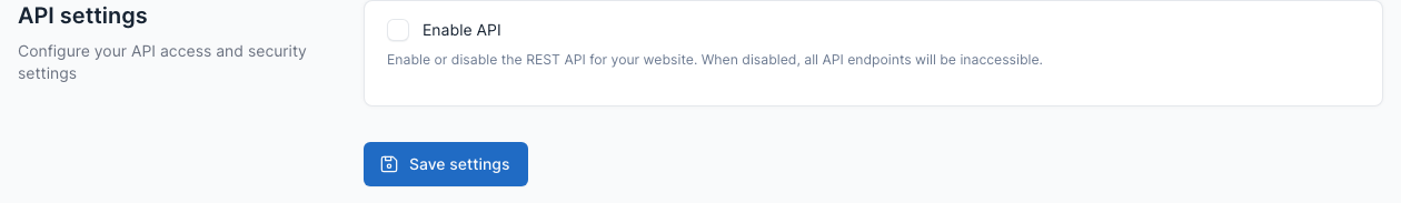 API settings