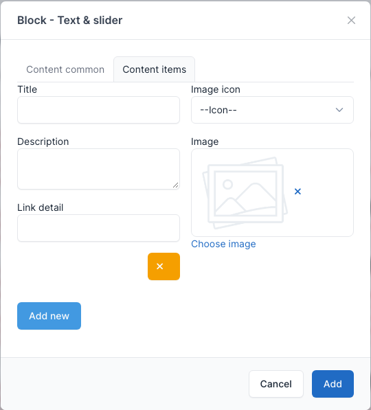 Text and slider items