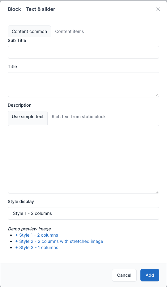 Text and slider setting