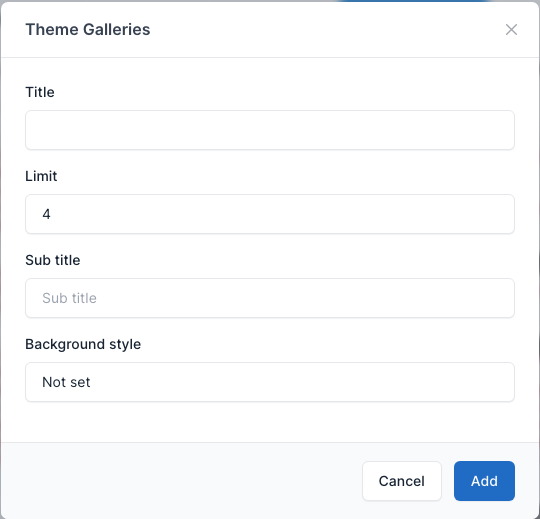 Theme galleries setting