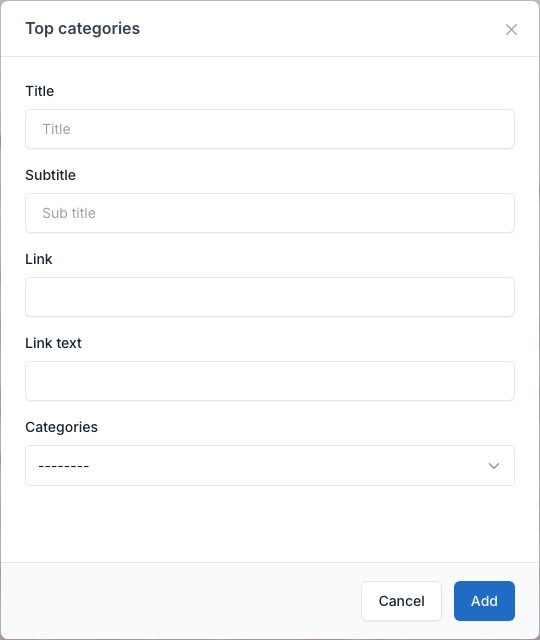 Top categories setting