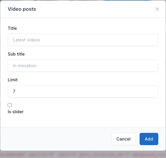 Video posts setting