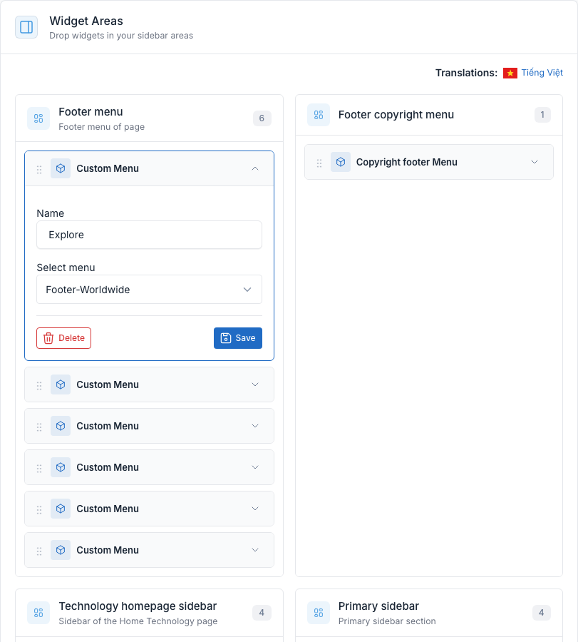 Widget setting