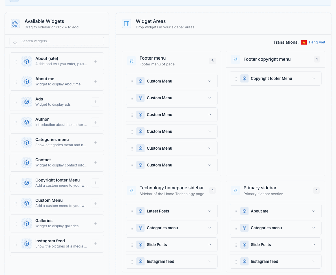 Footer widget areas